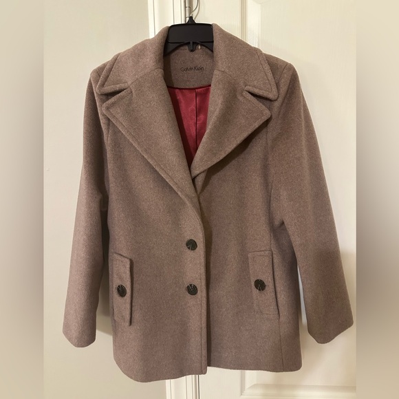 Calvin Klein Women's Wool BlendTan Pea Coat - Picture 1 of 3
